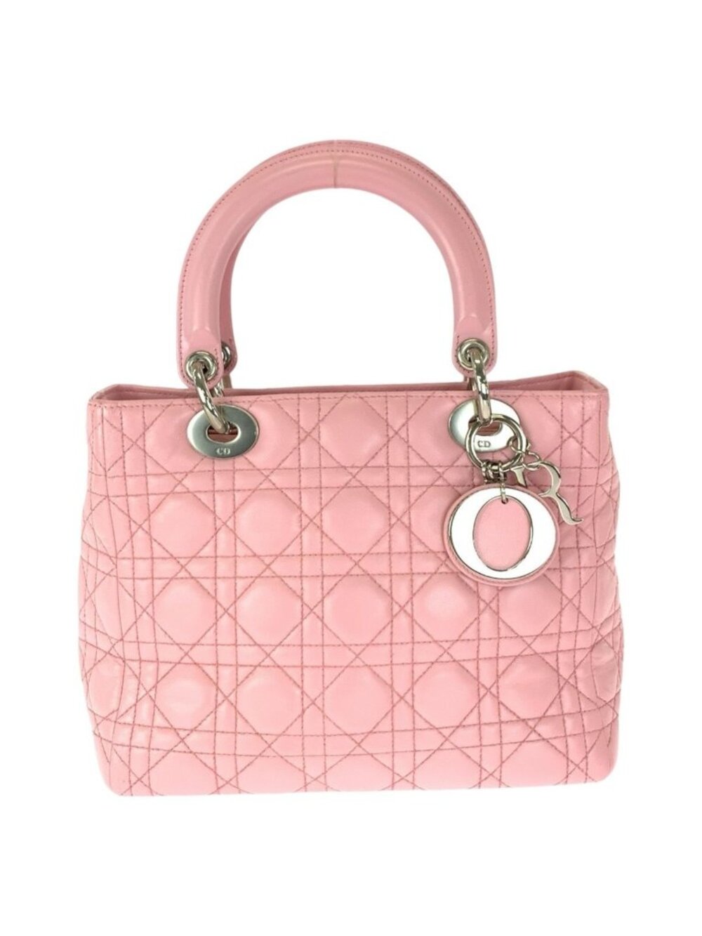 Dior Cannage Lady Dior Pink Silver Lambskin Tote Bag